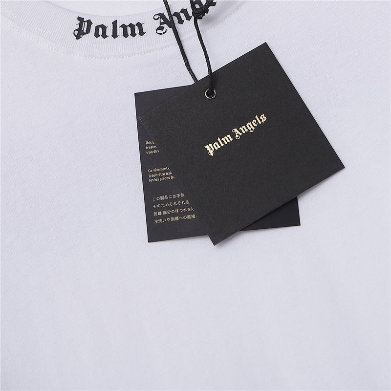 Palm Angel Black Double Logo Print Back Short Sleeve T-Shirt