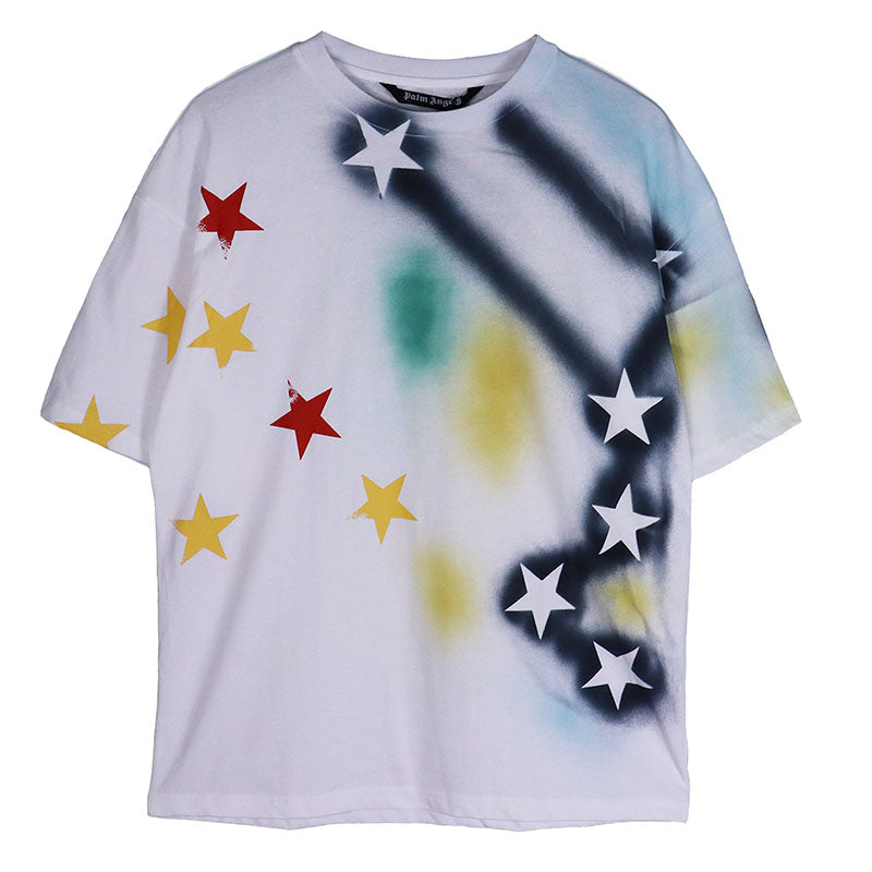 Palm Angels spring and summer new star fold print loose T-shirts