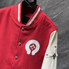 Chrome Hearts Classic Sanskrit Cross Embroidery Baseball Jacket