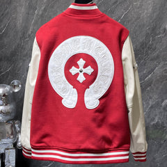 Chrome Hearts Classic Sanskrit Cross Embroidery Baseball Jacket