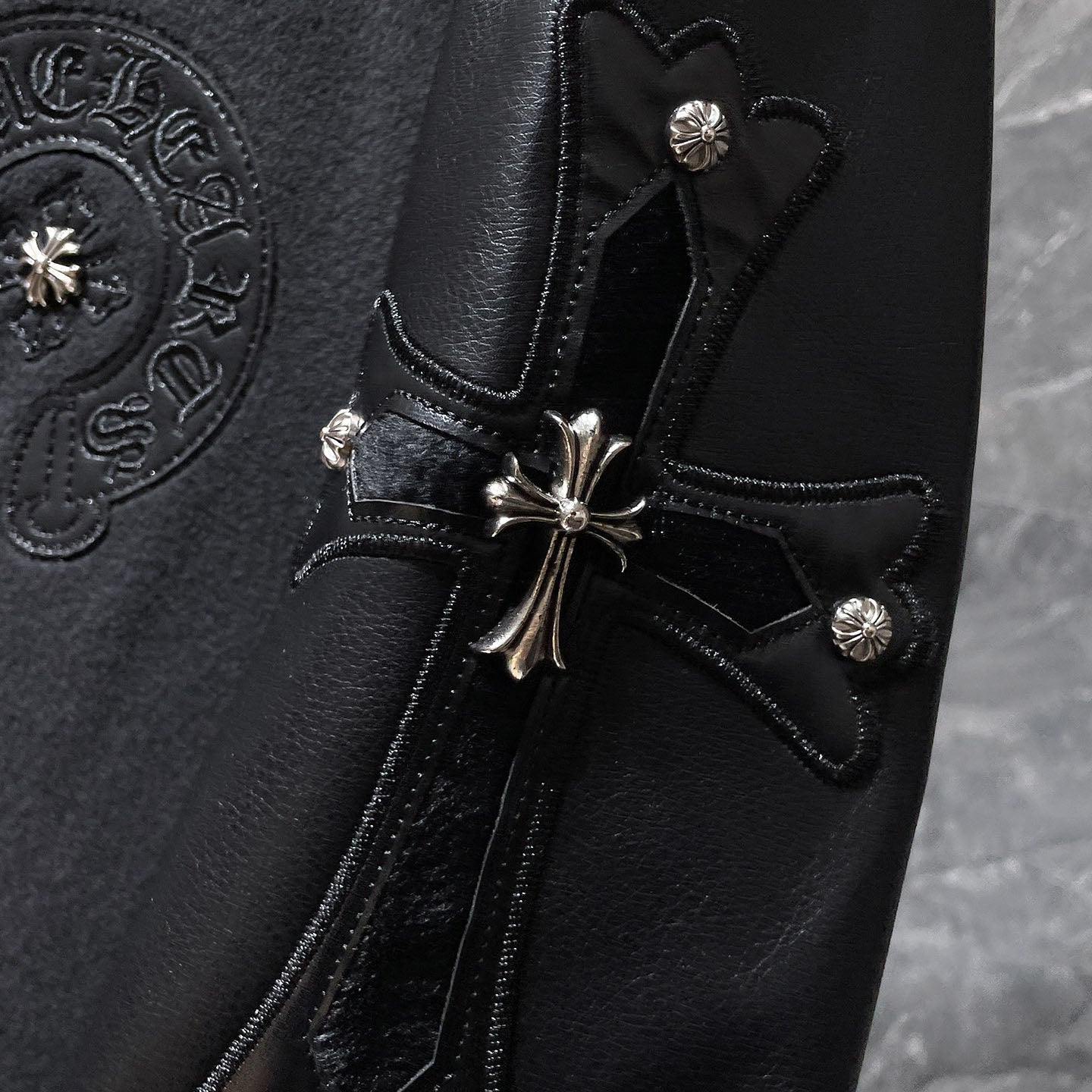 Chrome Hearts Classic Sanskrit Cross Embroidery Baseball Jacket