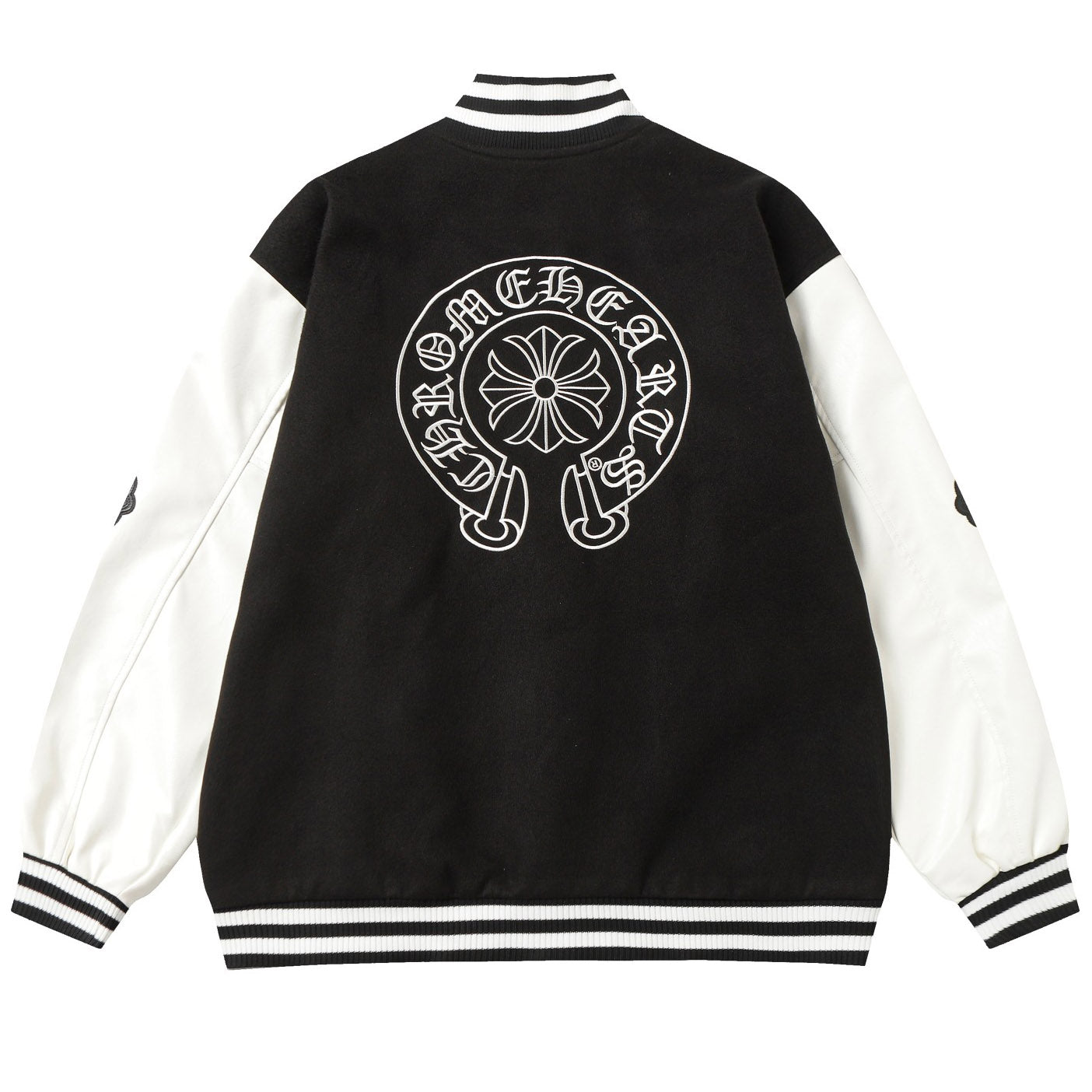 Chrome Hearts Classic Sanskrit Cross Embroidery Baseball Jacket