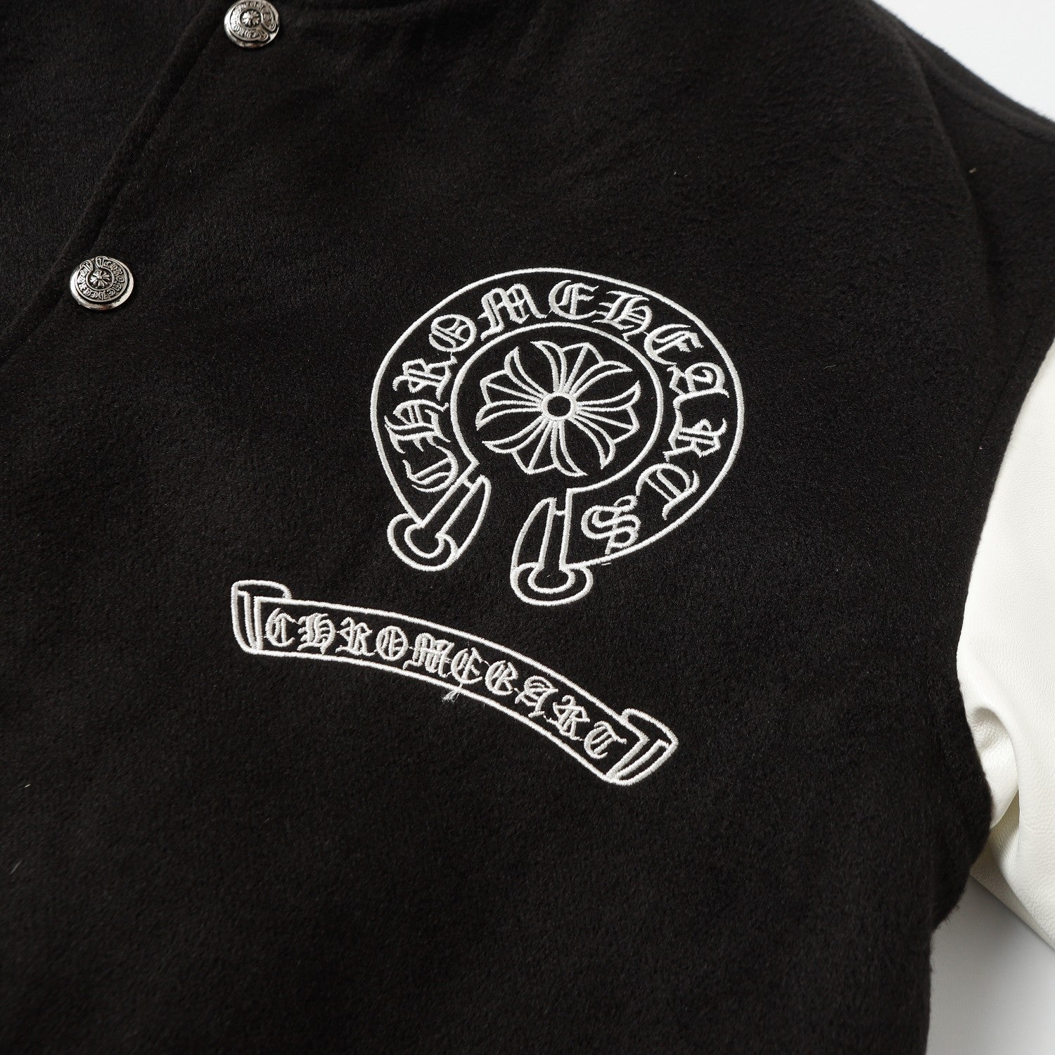 Chrome Hearts Classic Sanskrit Cross Embroidery Baseball Jacket