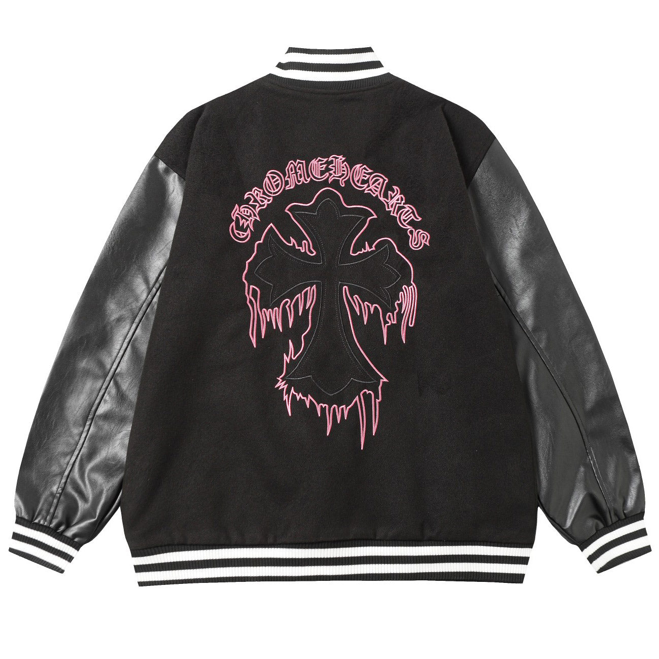 Chrome Hearts Classic Sanskrit Cross Embroidery Baseball Jacket