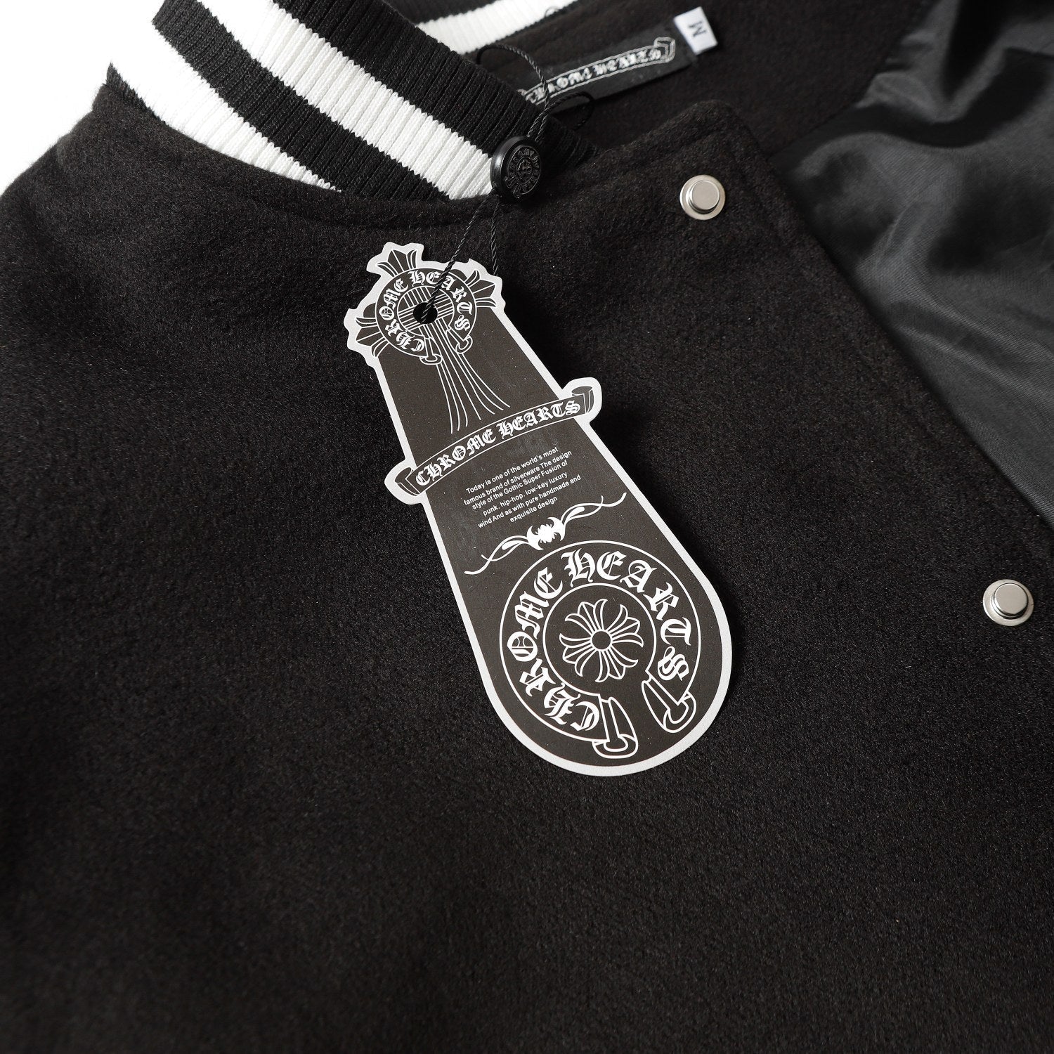 Chrome Hearts Classic Sanskrit Cross Embroidery Baseball Jacket