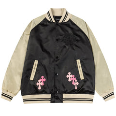 Chrome Hearts Classic Sanskrit Cross Embroidery Baseball Jacket