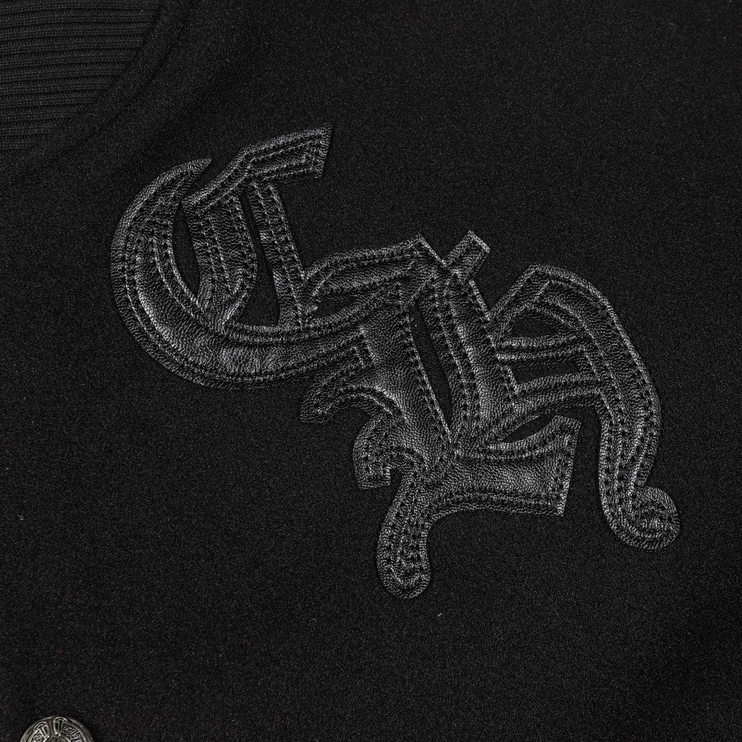 Chrome Hearts Classic Sanskrit Cross Embroidery Baseball Jacket