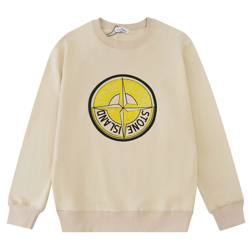 STONE ISLAND Classic compass embroidered crew neck sweatshirts