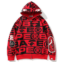 Bape Fully printed shark hooded sweatshirt zipper jacket