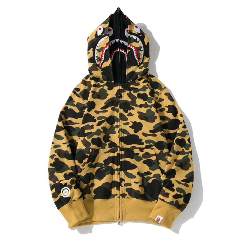 BAPE Double-Hat Camo Shark Hoodies