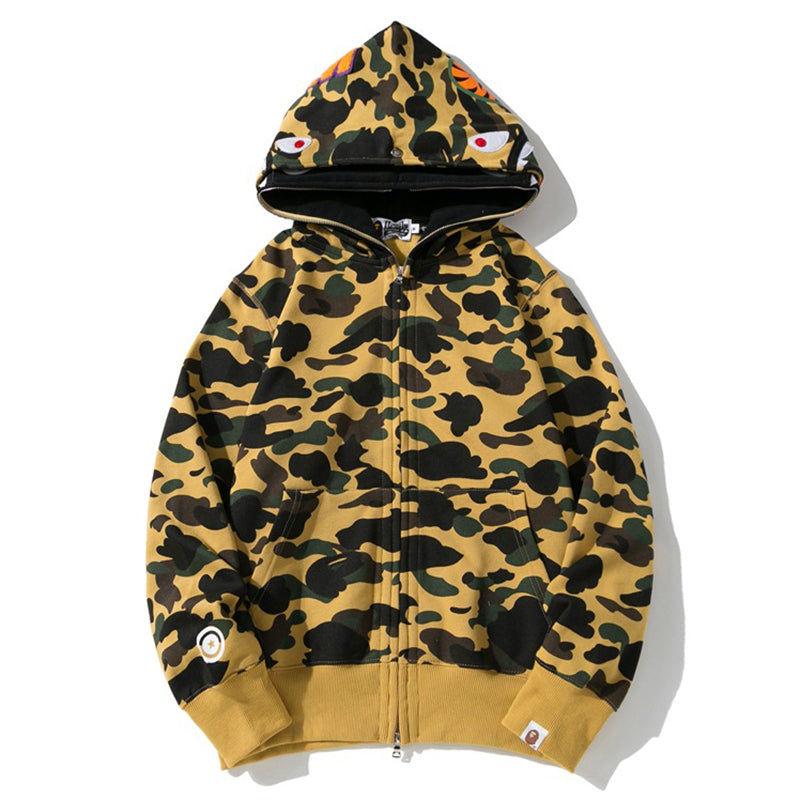 BAPE Double-Hat Camo Shark Hoodies