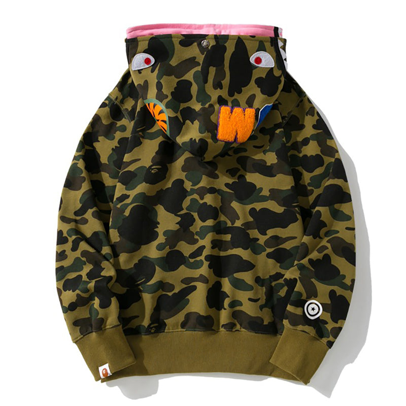 BAPE Double-Hat Camo Shark Hoodies