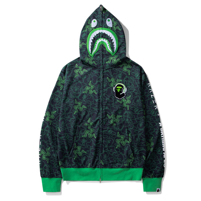 BAPE Green Shark Ape Head Hoodie