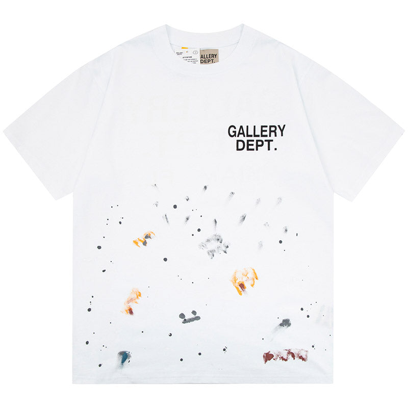 Gallery Dept. Paint-splattered Logo-print Cotton-jersey T-shirt