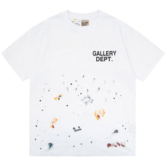 Gallery Dept. Paint-splattered Logo-print Cotton-jersey T-shirt