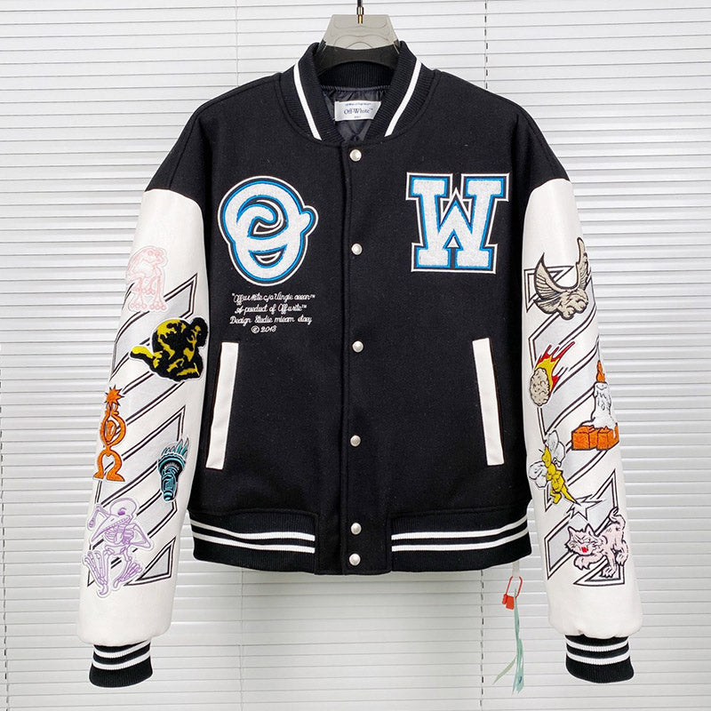 OFF WHITE Logic Patch varsity jacket