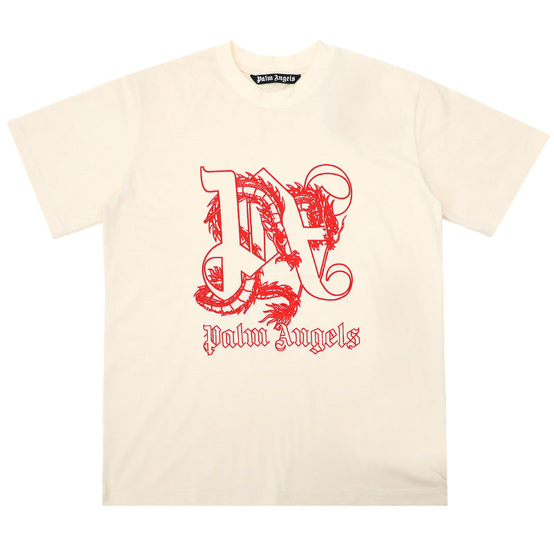 Palm Angels Dragon-Monogram Cotton T-Shirt