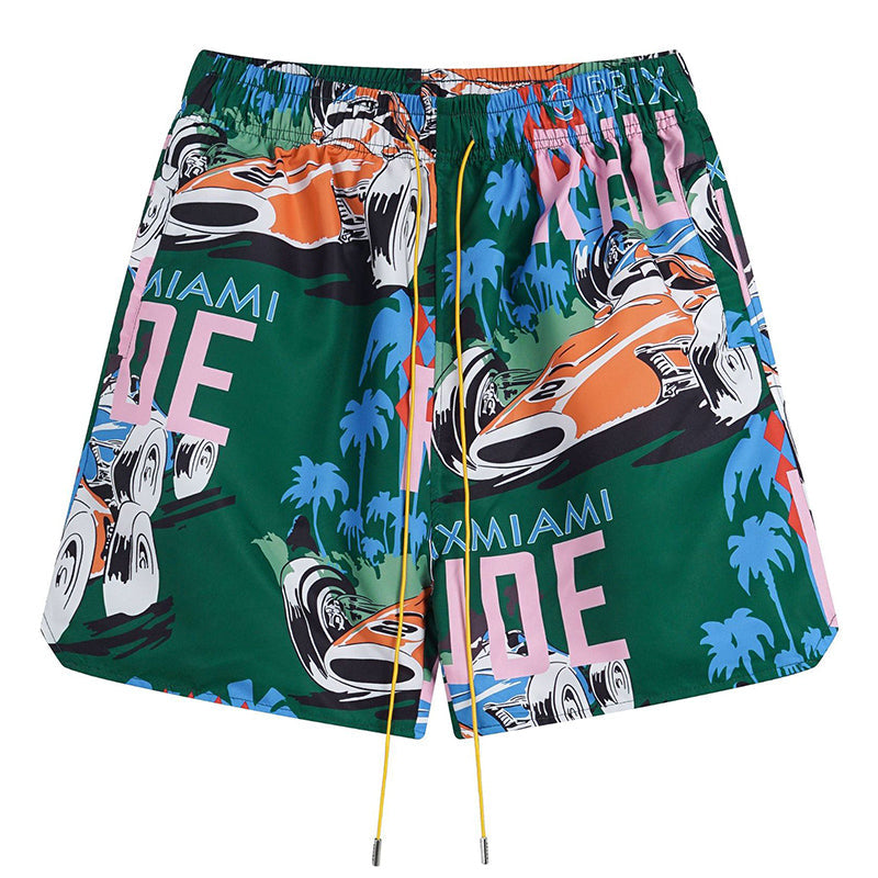 RHUDE X WEBSTER MIAMI RACING LINEN GRAND PRIX BUTTON UP Shorts