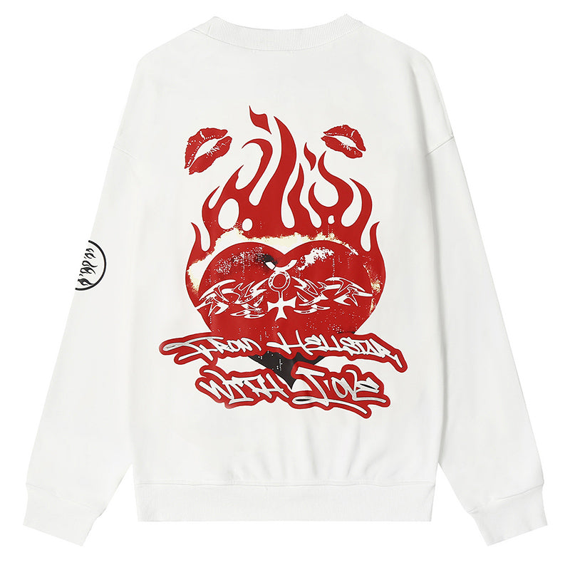 Hellstar Rodman Love Head Flame Print Sweatshirts