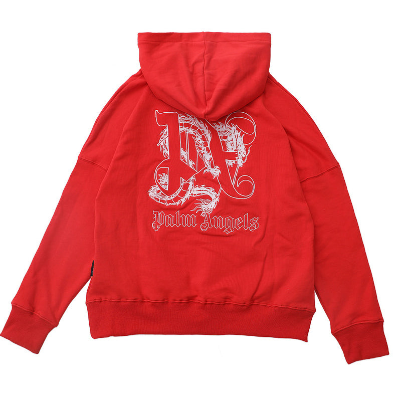 Palm Angels Dragon-Monogram Cotton Hoodie