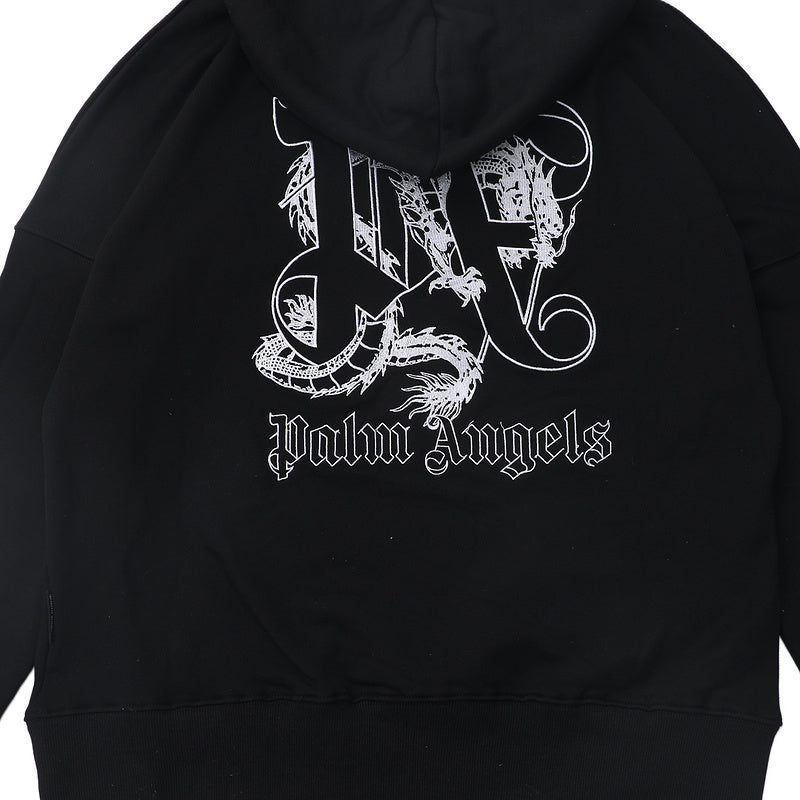 Palm Angels Dragon-Monogram Cotton Hoodie