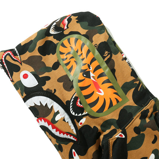 BAPE Colorblock Camo Shark Zipper Hoodie