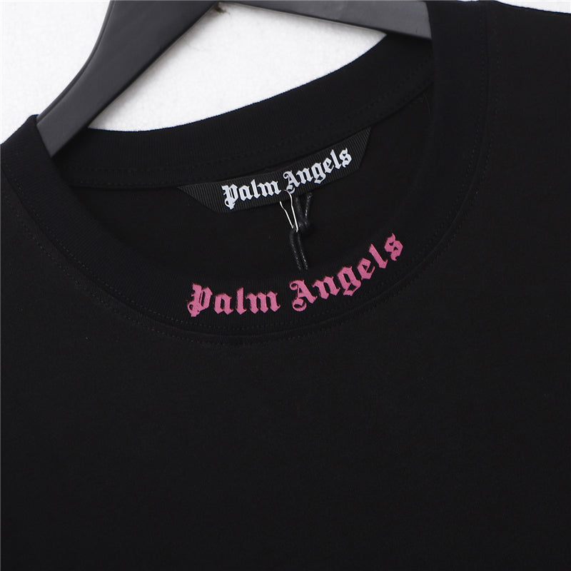 Palm Angel Black Double Logo Print Back Short Sleeve T-Shirt