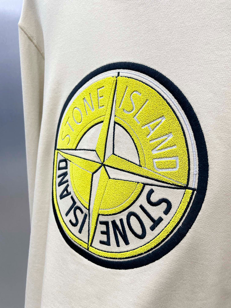 STONE ISLAND Classic compass embroidered crew neck sweatshirts