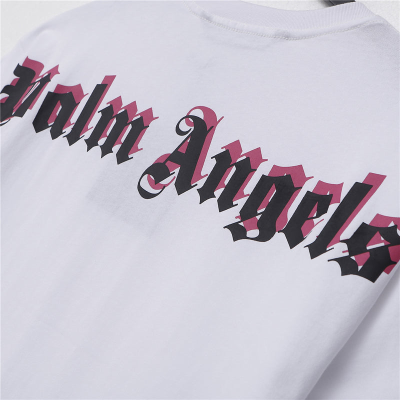 Palm Angel Black Double Logo Print Back Short Sleeve T-Shirt