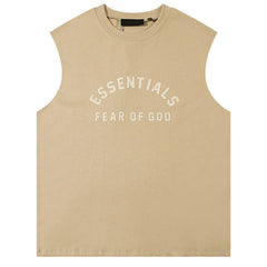 Fear Of God Flocked letter crew neck Sleeveless T-Shirts