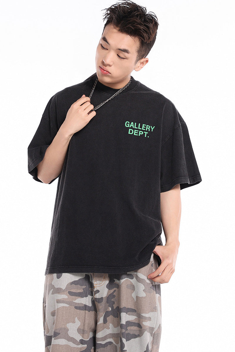 Gallery Dept.Distressed LOGO colorful print short-sleeved T-Shirt