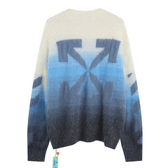 OFF WHITE Black Arrow Pattern Gradient Crew Neck Pullover Sweater