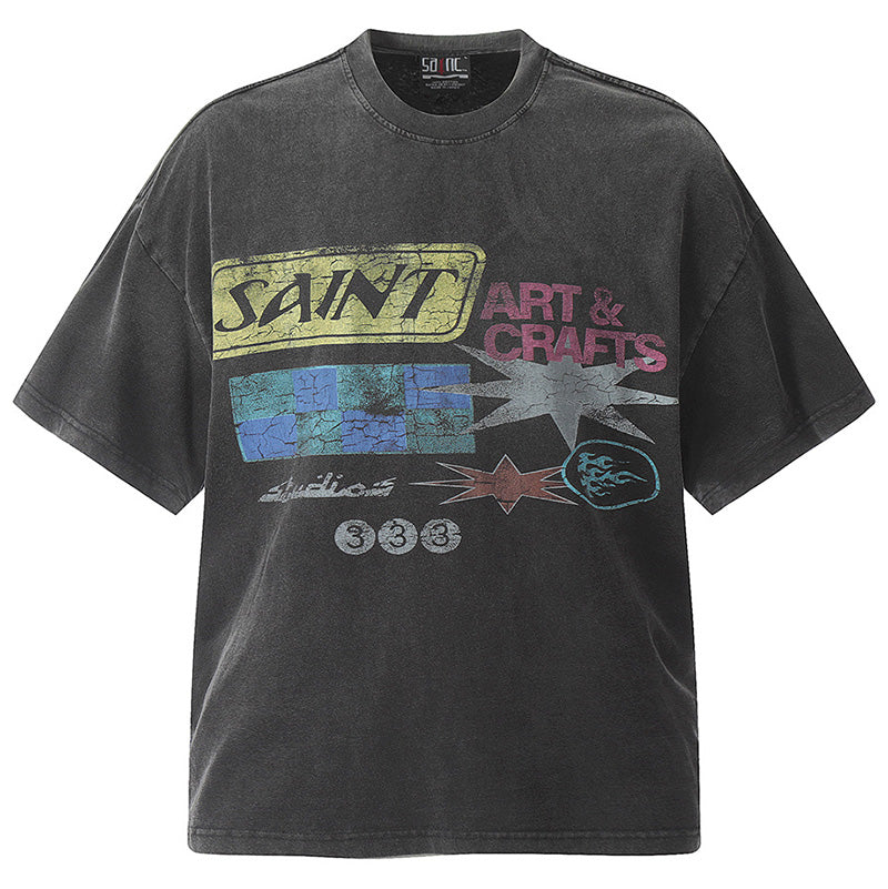 SAINT MICHAEL Retro Print Washed T-Shirts