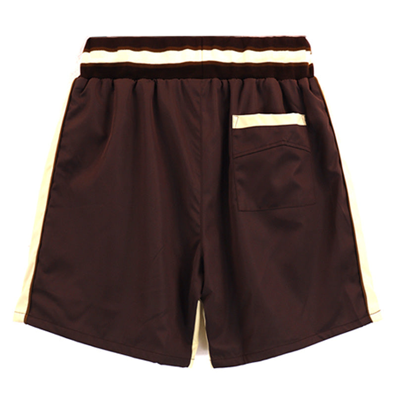 RHUDE Straight-Leg Logo-Embroidered Striped Satin Shorts