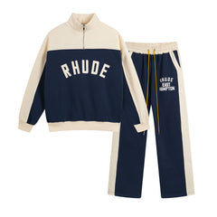 RHUDE Contrast Varsity cotton sweatshirt pant sets