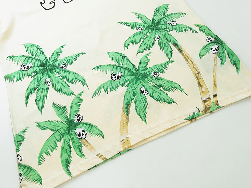 Palm Angels Hawaiian style coconut tree skull Shorts and T-Shirts