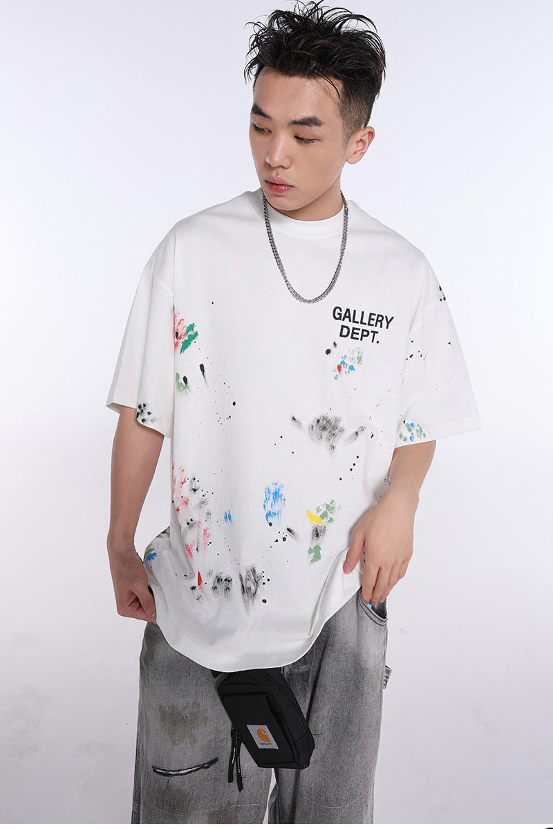 Gallery Dept.Paint-Splattered Logo-Print Cotton-Jersey T-Shirt