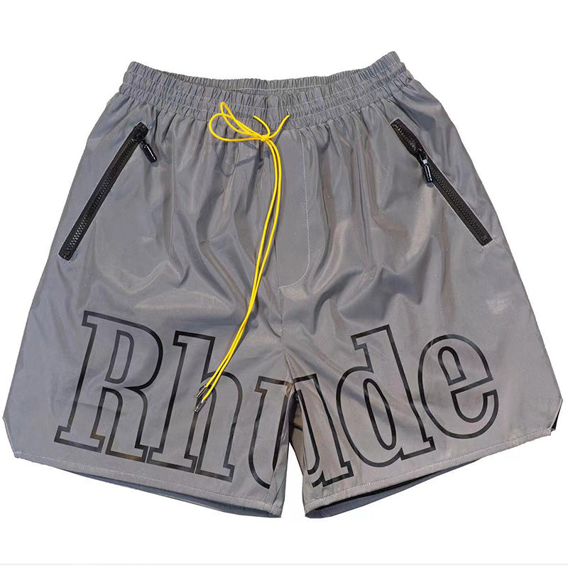 RHUDE 3M Reflective Letters Mesh Drawstring Shorts