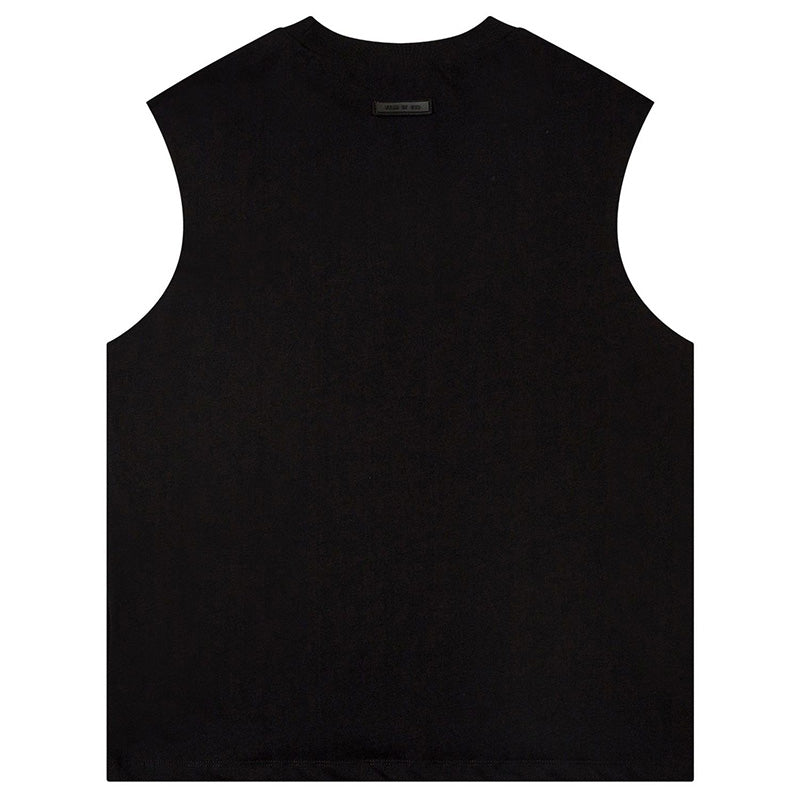 Fear Of God Flocked letter crew neck Sleeveless T-Shirts