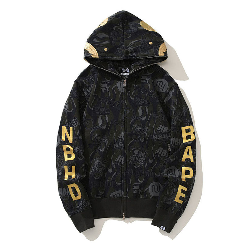 Black and gold bape hoodie hotsell