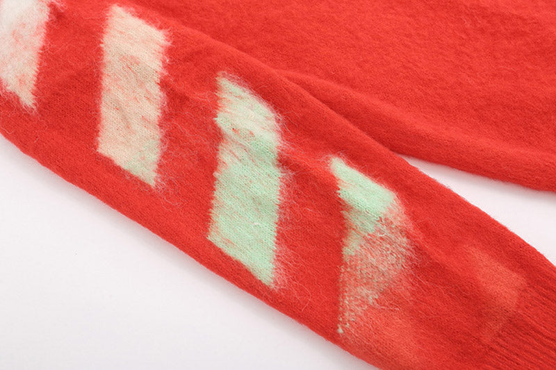 OFF WHITE Christmas red arrow mohair crew neck sweater