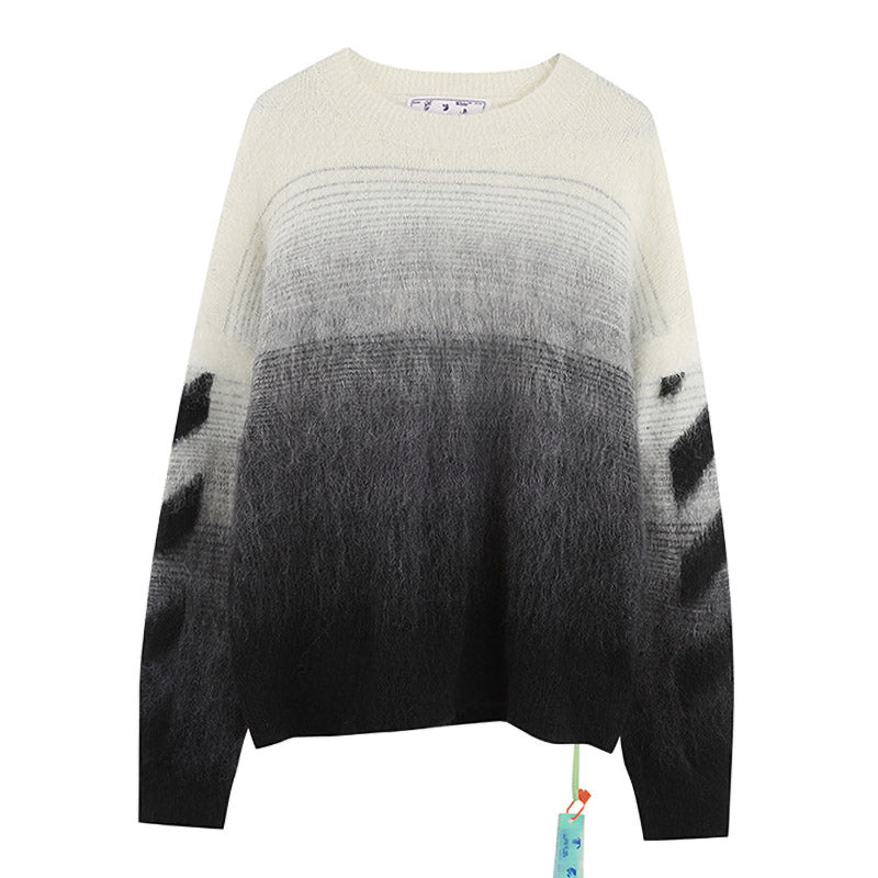 OFF WHITE Black Arrow Pattern Gradient Crew Neck Pullover Sweater