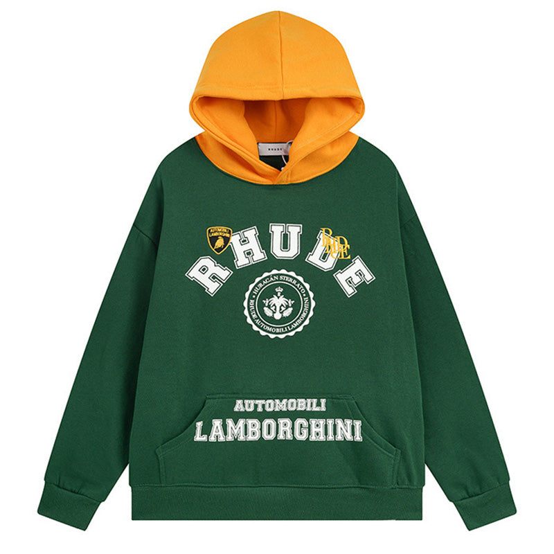 RHUDE Retro stitching loose couple fashion brand hoodies