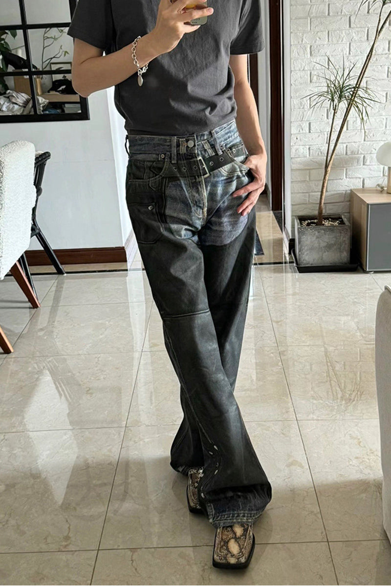 AC style high waist straight wide leg Jeans