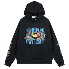 RHUDE Retro floral autumn and winter loose couple hoodies