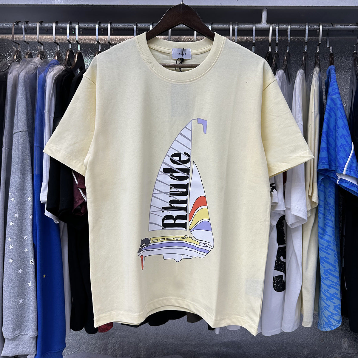 RHUDE Catamaran Champion Cotton T-Shrit