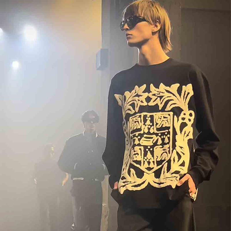 RHUDE Floral Logo Print Long Sleeve T-Shirt