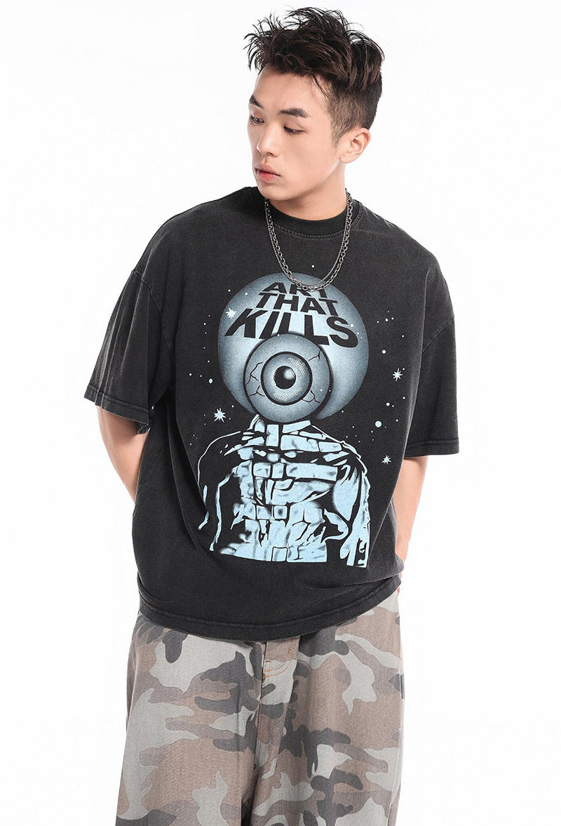 Gallery Dept. ART THAT KILLS Graffiti eyeball print loose short-sleeved T-shirts