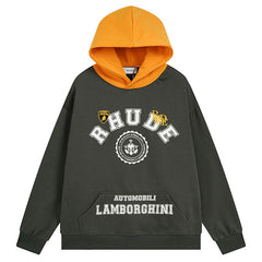 RHUDE Retro stitching loose couple fashion brand hoodies