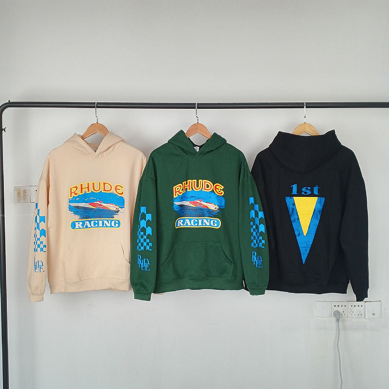 RHUDE Retro rowing autumn and winter loose couple hoodies